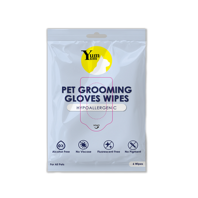YumYum Hypoallergenic Pet Grooming Gloves Wipes 6pcs