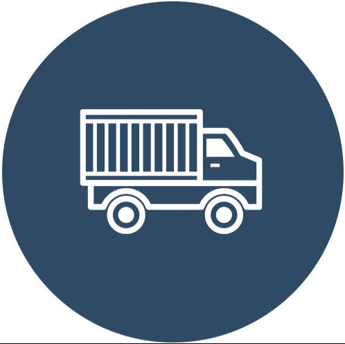 Icon of a truck on a blue circle background
