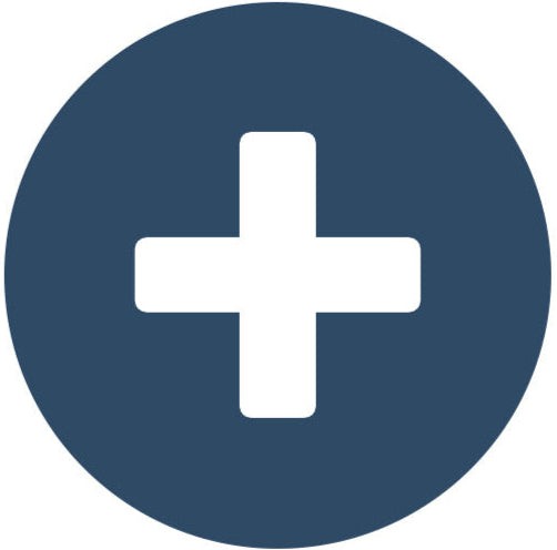 Blue circle with a white plus sign in the center