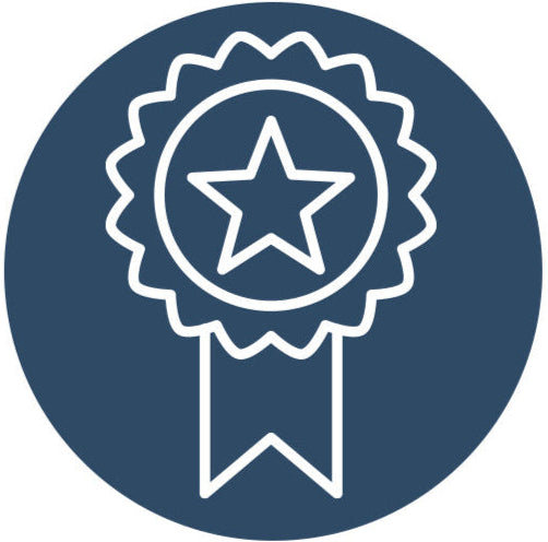 Icon of a star badge on a blue background
