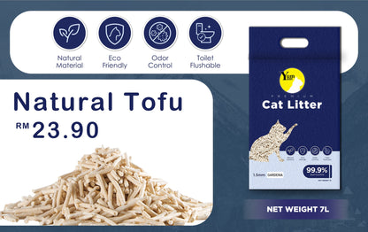 Big Promotion !!!Yum Yum Premium Tofu Cat Litter 7L | Pasir Kucing Tofu Premium Original 高质量豆腐猫砂 强效除臭 快速结 9pcs FREE 1PC