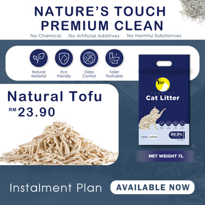 Big Promotion !!!Yum Yum Premium Tofu Cat Litter 7L | Pasir Kucing Tofu Premium Original 高质量豆腐猫砂 强效除臭 快速结 9pcs FREE 1PC